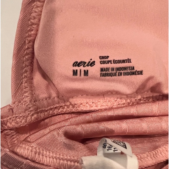 Aerie Ribbed Shine Longline Tie Front Triangle Bikini Top - Picture 3 of 3